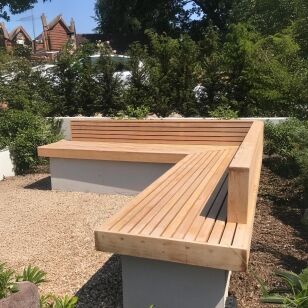 A bespoke made to measure Cedar bench. This one has a back support for lounging with cushions on sunny evenings.  #landscapingdesign #gardening #gardenlife #gardendesign #gardeningtrends #landscaping #planting #landscaper #garden #bench #Benches #benchesofinstagram